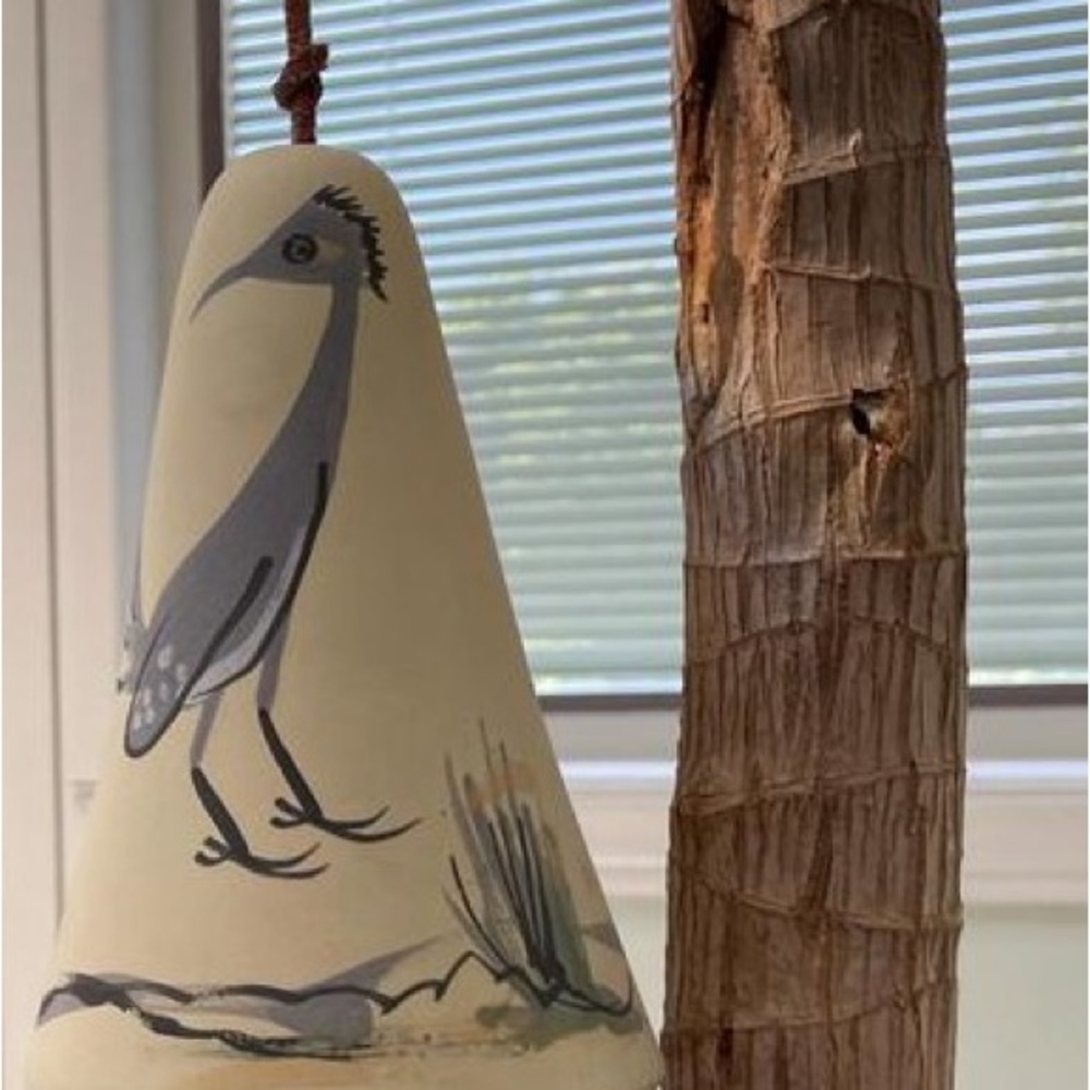 Handmade Vintage & Signed Road Runner clay wind chime bell by Gatti
